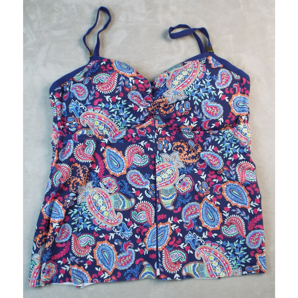 24th OCEAN Top Womens 18W Blue Multicolor Underwire Pool Beach Swimming NWOT